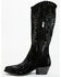Image #3 - Italian Cowboy Women's Perforated Tall Western Boots - Snip Toe , Black, hi-res