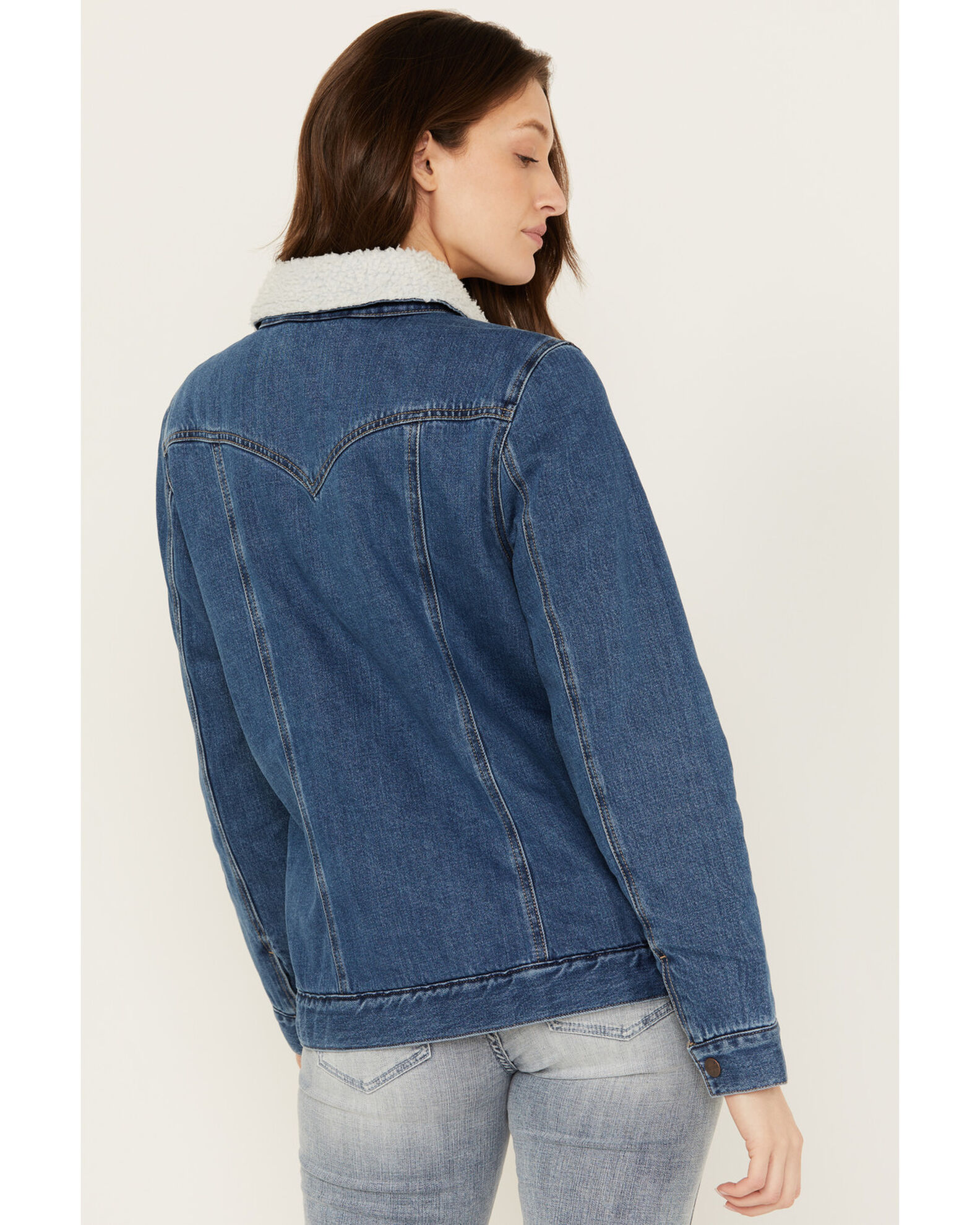 Denim sherpa coat store