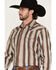 Image #2 - Wrangler Retro Men's Striped Print Long Sleeve Snap Western Shirt, Rust Copper, hi-res
