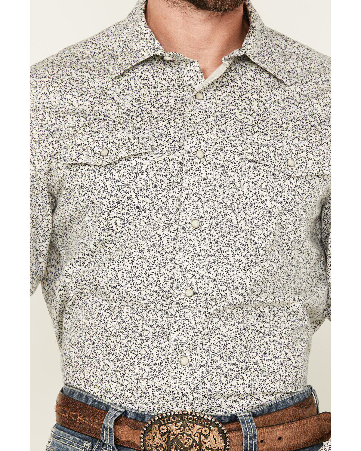 Image #3 - Wrangler Retro Men's Floral Print Long Sleeve Snap Western Shirt - Tall, White, hi-res