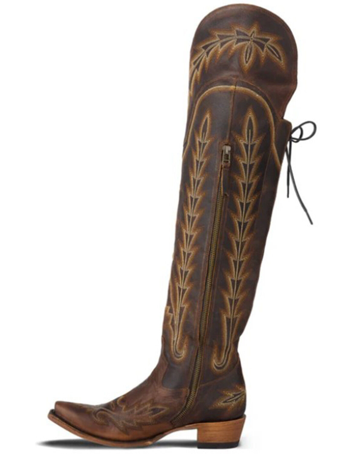 Image #3 - Lane Women's Lexington Over The Knee Corset Western Boots - Snip Toe, Cognac, hi-res
