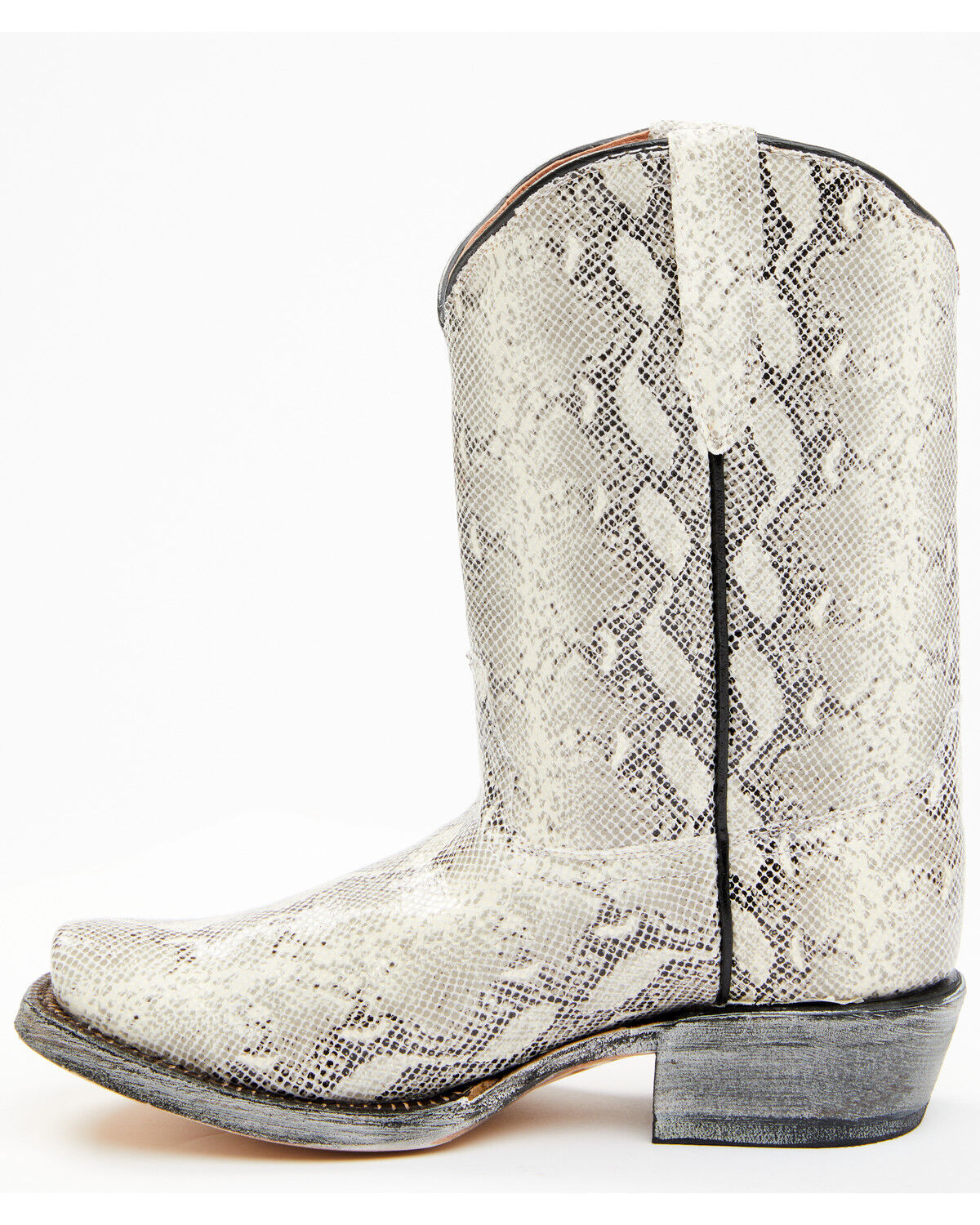 Image #3 - Tanner Mark Girls' Python Print Western Boots - Square Toe, Black/white, hi-res