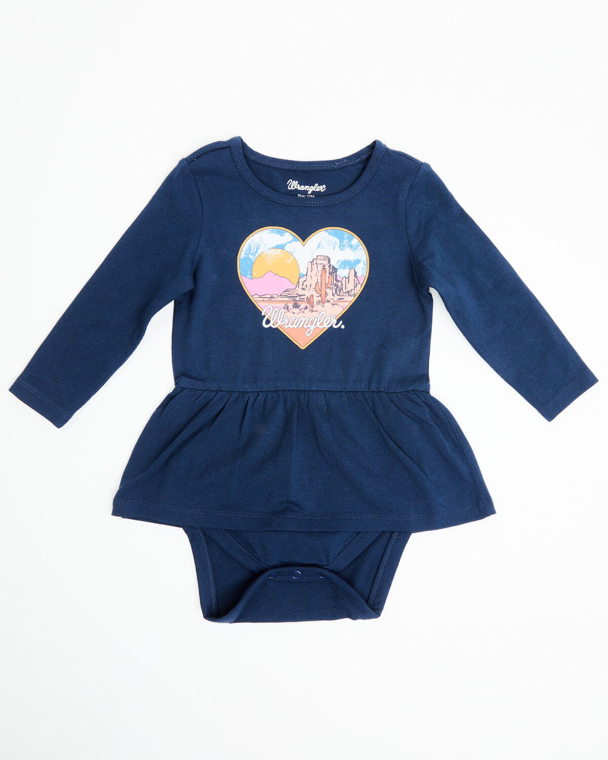 Image #1 - Wrangler Infant Girls' Scenic Graphic Long Sleeve Onesie, Navy, hi-res