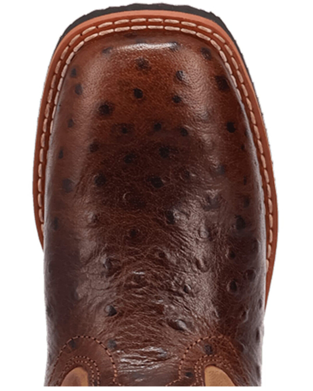 Image #6 - Dan Post Little Boys' Ostrich Print Western Boots - Broad Square Toe, Chocolate, hi-res