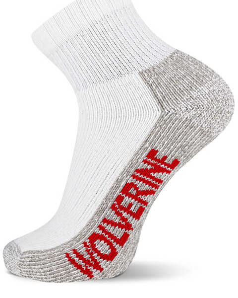 Image #1 - Wolverine Men's Steel Toe Quarter Socks - 2 Pack, White, hi-res