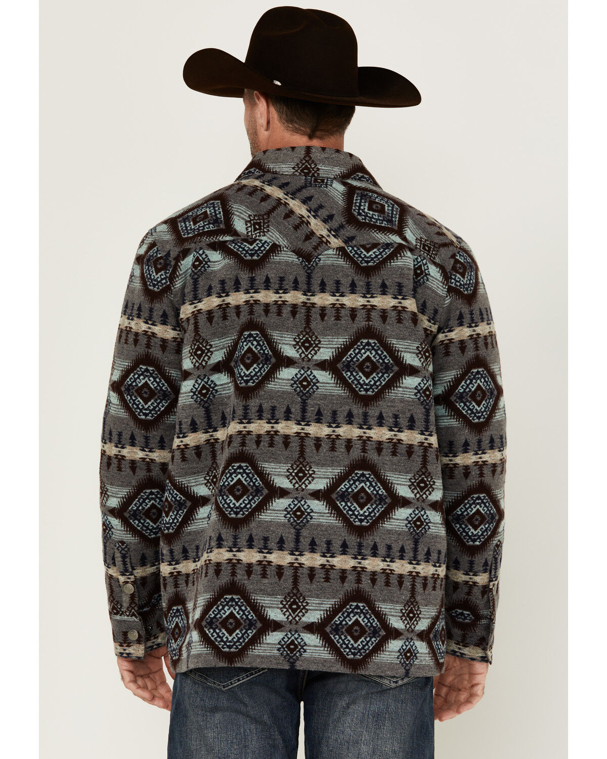 Image #4 - Powder River Outfitters Men's Southwestern Print Snap Jacket, Grey, hi-res