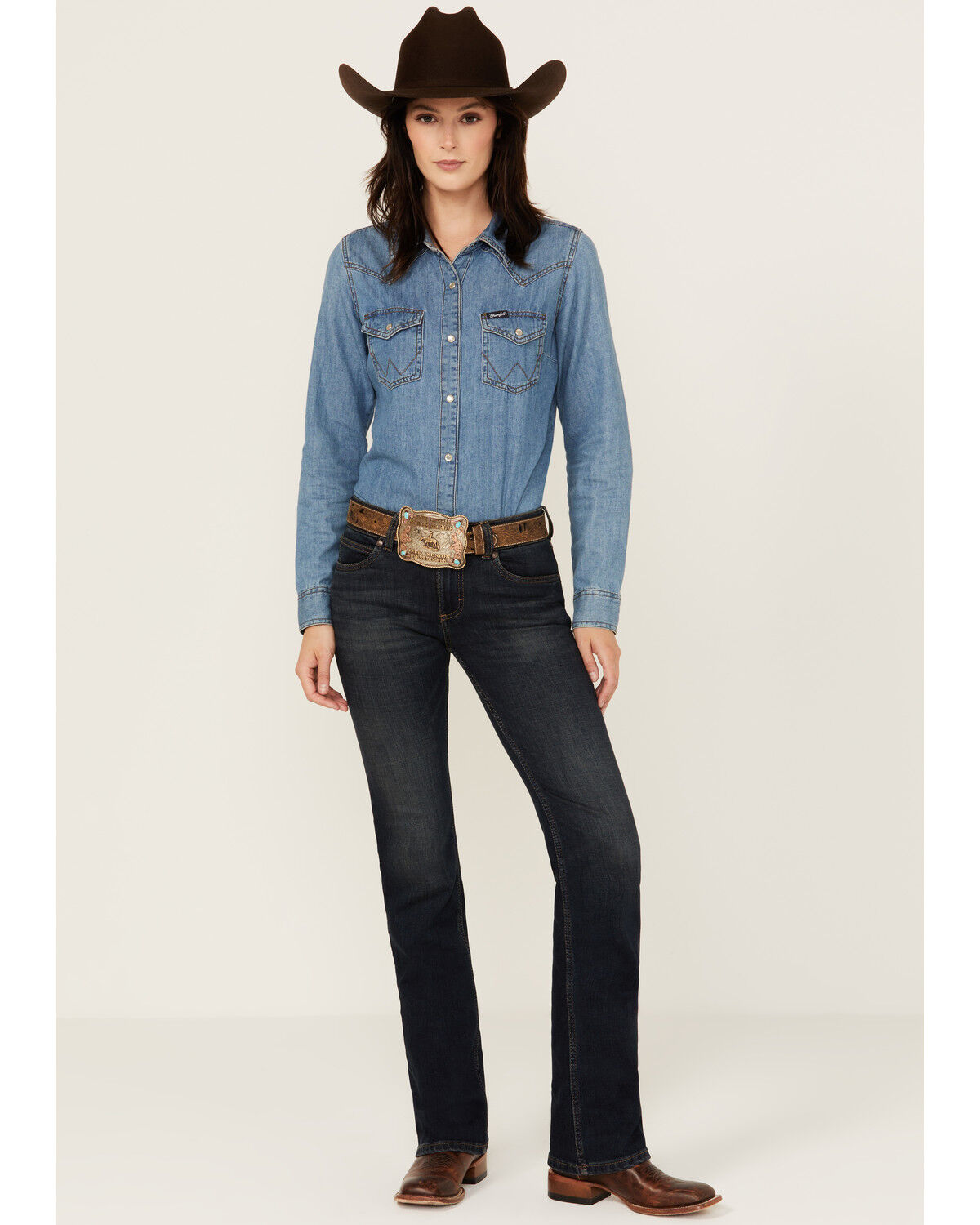 Image #1 - Wrangler Retro Women's Dark Wash Mid Rise Bootcut Jeans, Dark Wash, hi-res