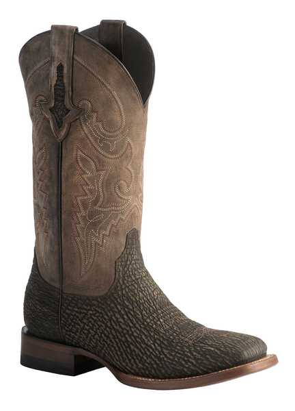 Lucchese Men's 1883 Horseman Sanded Shark Western Boots - Square Toe, Chocolate, hi-res