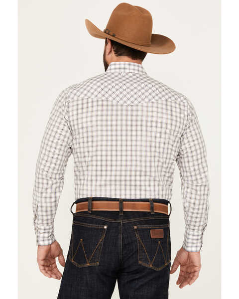 Image #4 - Ely Walker Men's Plaid Print Long Sleeve Pearl Snap Western Shirt, White, hi-res