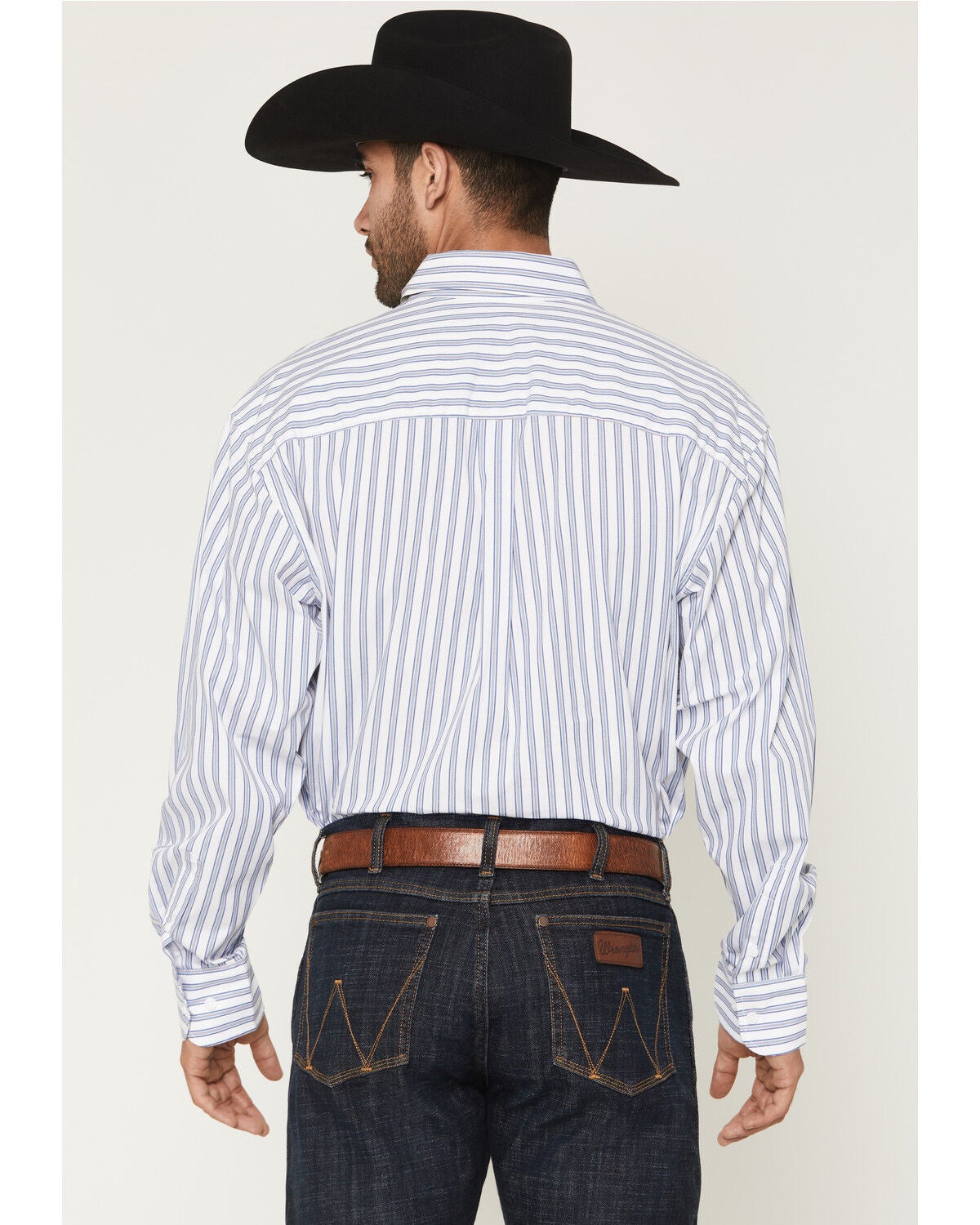 Image #4 - George Strait by Wrangler Stripe Print Long Sleeve Button-Down Stretch Western Shirt - Big, White, hi-res