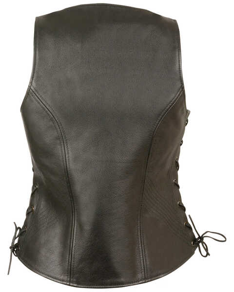 Image #2 - Milwaukee Leather Women's Open Neck Side Lace Zipper Front Vest - 5X, , hi-res