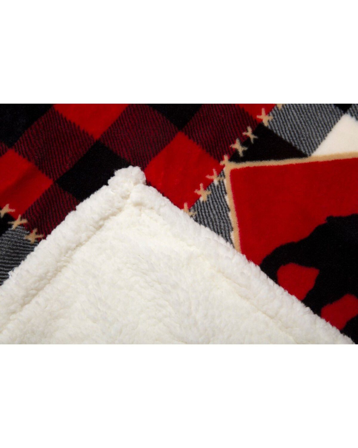 Image #3 - Carstens Home Lumberjack Bear Plaid Print Sherpa Throw Blanket, Brown, hi-res