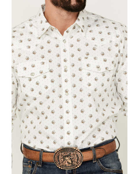 Image #3 - Gibson Trading Co Men's Conrad Floral Print Long Sleeve Pearl Snap Western Shirt , White, hi-res