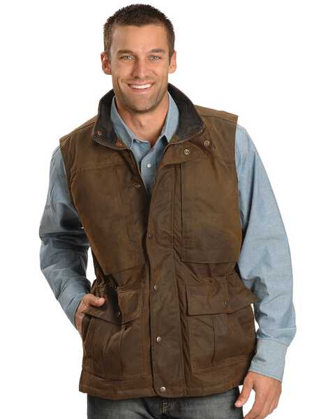 Outback Trading Co Men's Deer Hunter Oilskin Vest, Brown, hi-res