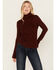 Image #1 - Miss Me Women's Long Sleeve Turtleneck Top, Wine, hi-res