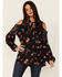 Miss Me Women's Cold Shoulder Long Sleeve Floral Top, Navy, hi-res