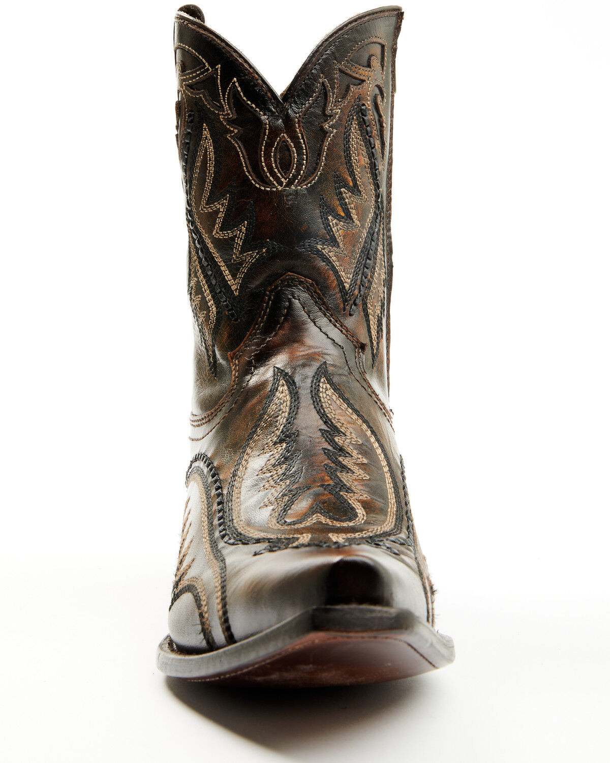Image #4 - Corral Men's Inlay And Embroidered Short Western Boots - Snip Toe, Red, hi-res