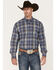 Image #1 - Cinch Men's Plaid Print Long Sleeve Button Down Western Shirt , Royal Blue, hi-res