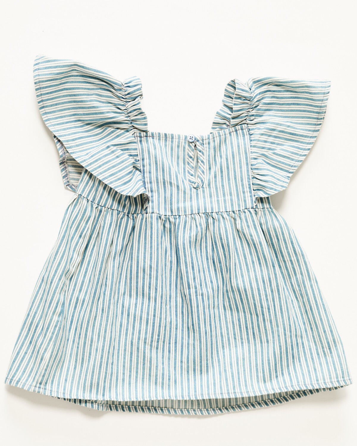 Image #3 - Wrangler Infant Girls' Striped Short Sleeve Denim Dress - 2 Piece, Blue, hi-res