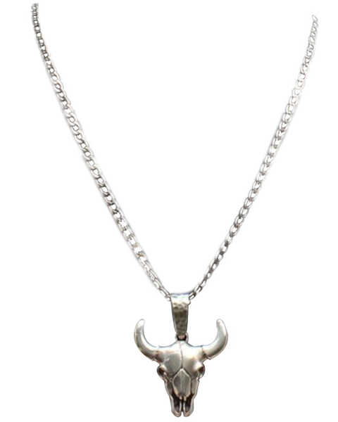 Twister Men's Silver Longhorn Necklace , Silver, hi-res