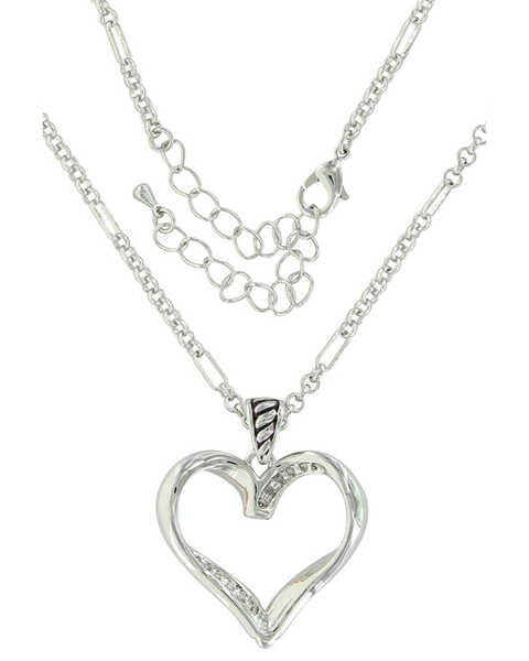 Image #2 - Montana Silversmiths Women's Facets Of Love Rose Gold Heart Necklace, Silver, hi-res