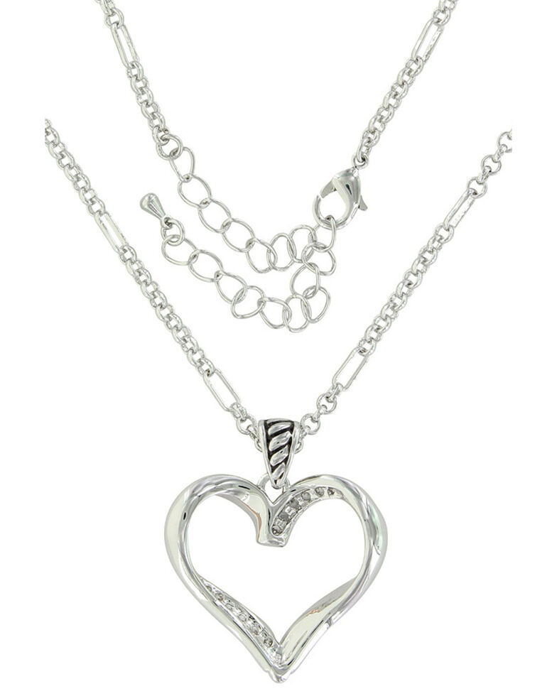 Montana Silversmiths Women's Facets Of Love Rose Gold Heart Necklace, Silver, hi-res