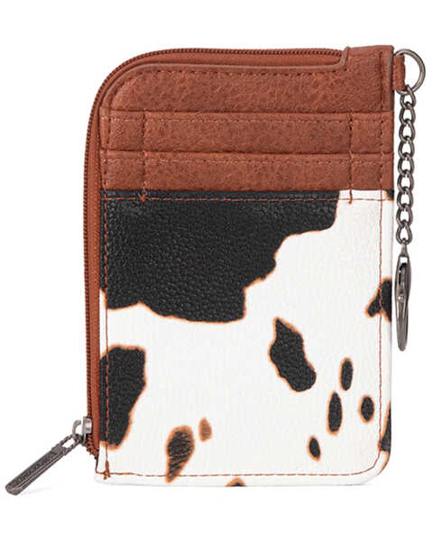 Wrangler Women's Cow Print Credit Card Wallet , Brown, hi-res
