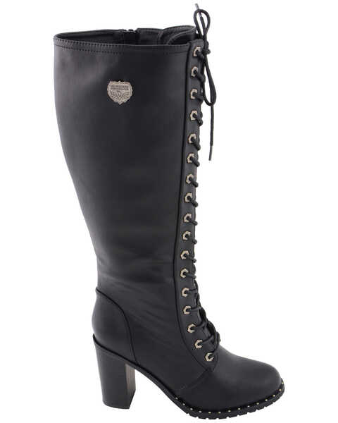 Image #3 - Milwaukee Leather Women's Lace To Toe Boots - Round Toe, Black, hi-res