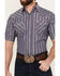 Image #3 - Ely Walker Men's Dobby Striped Print Short Sleeve Snap Western Shirt, Blue, hi-res
