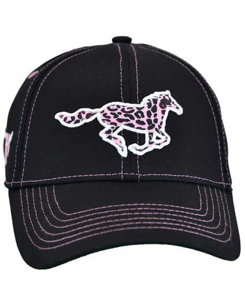 Image #1 - Cowgirl Hardware Girls' Leopard Pony Baseball Cap, Brown, hi-res