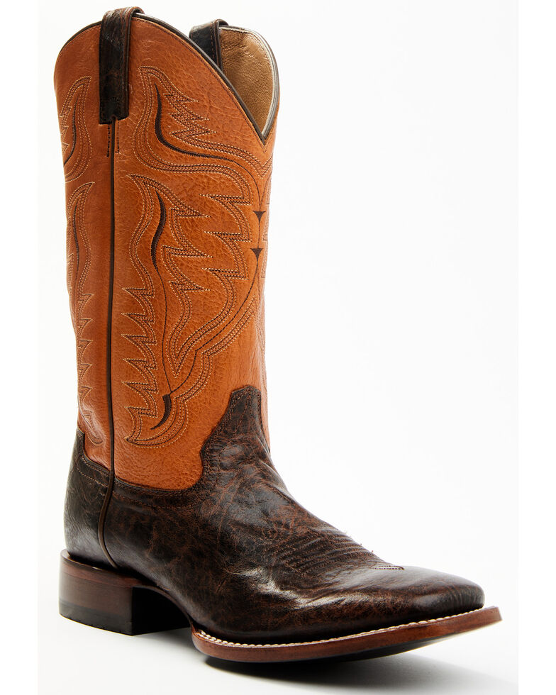 Cody James Men's Melbourne Cognac Leather Western Boots - Broad Square Toe , Orange, hi-res