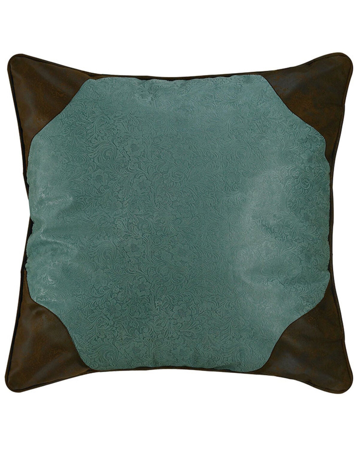 HiEnd Accents Tooled Turquoise Faux Leather Euro Sham, Multi, hi-res