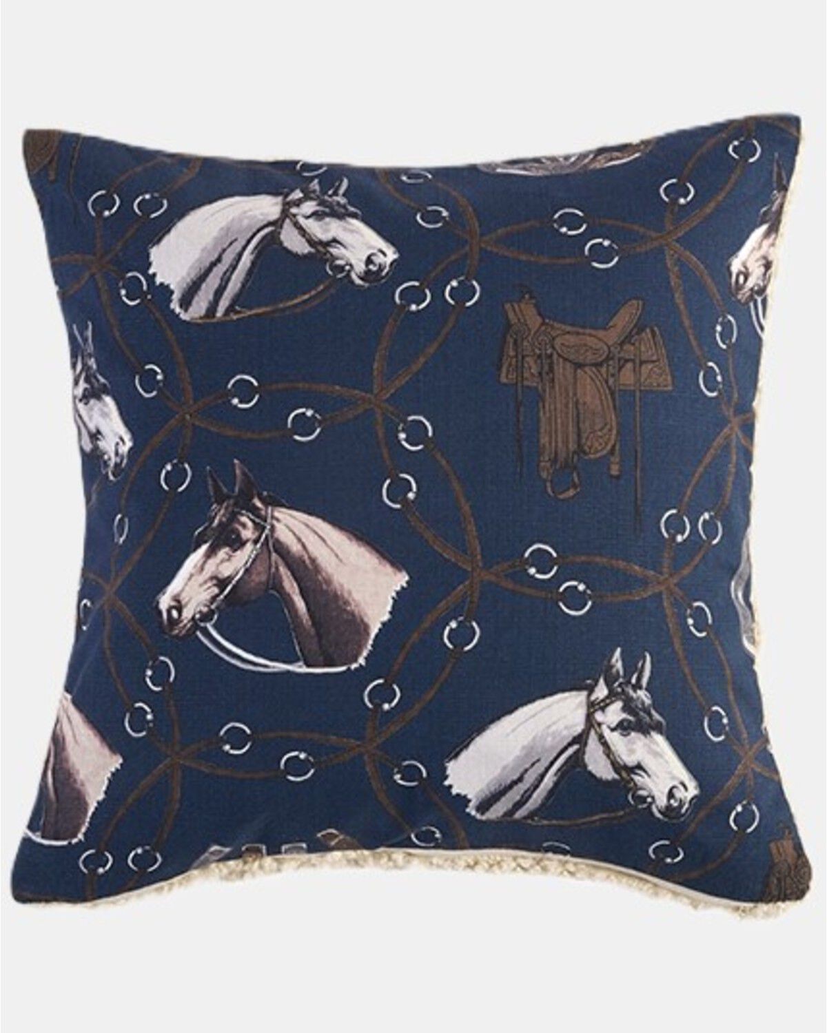Image #1 - HiEnd Accents Saratoga Teddy Backed Pillow, Navy, hi-res