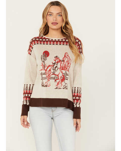 Image #1 - Cotton & Rye Women's Vintage Cowgirl Sweater , Natural, hi-res