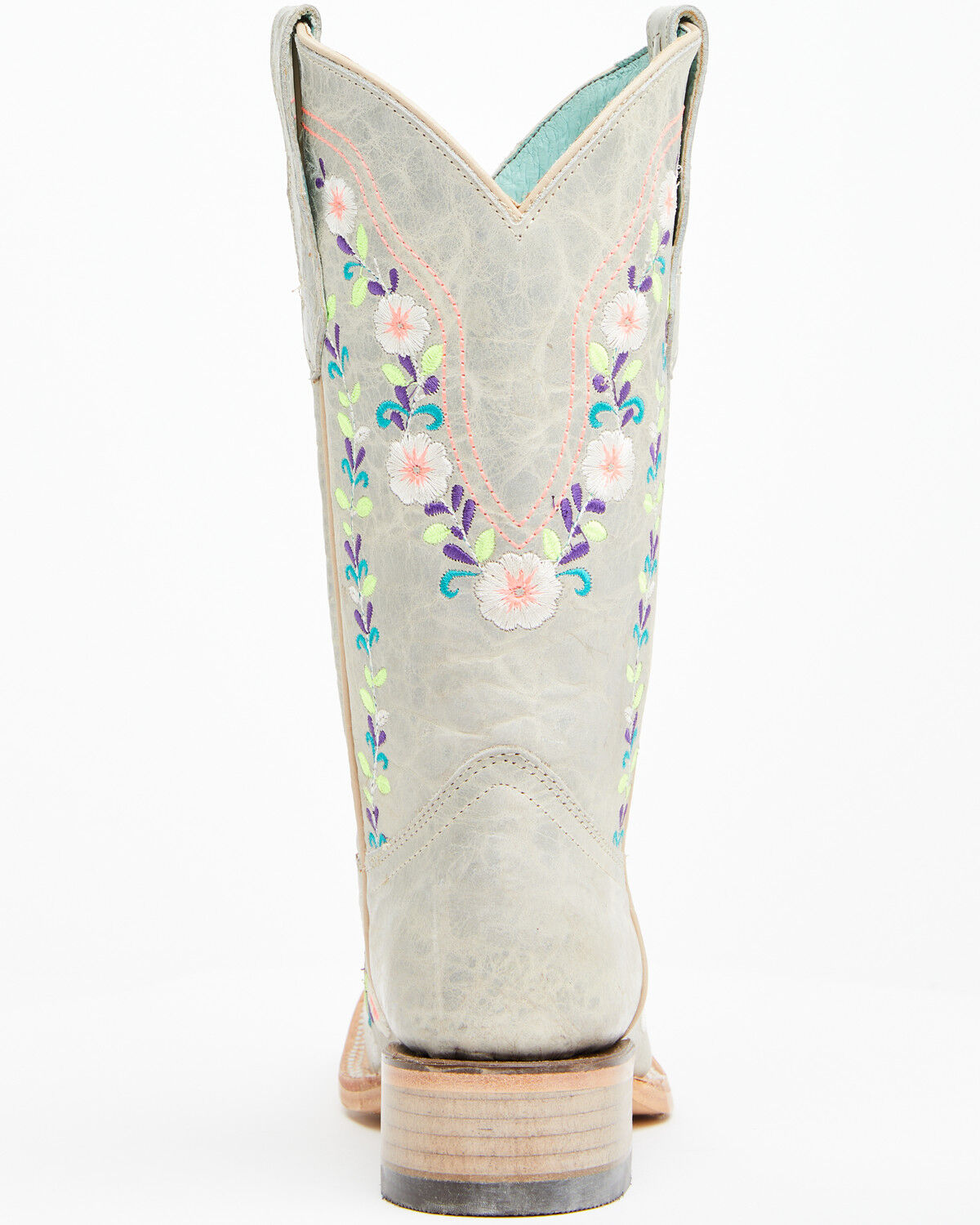 Image #5 - Corral Girls' Floral Embroidered Blacklight Western Boots - Square Toe, Light Pink, hi-res