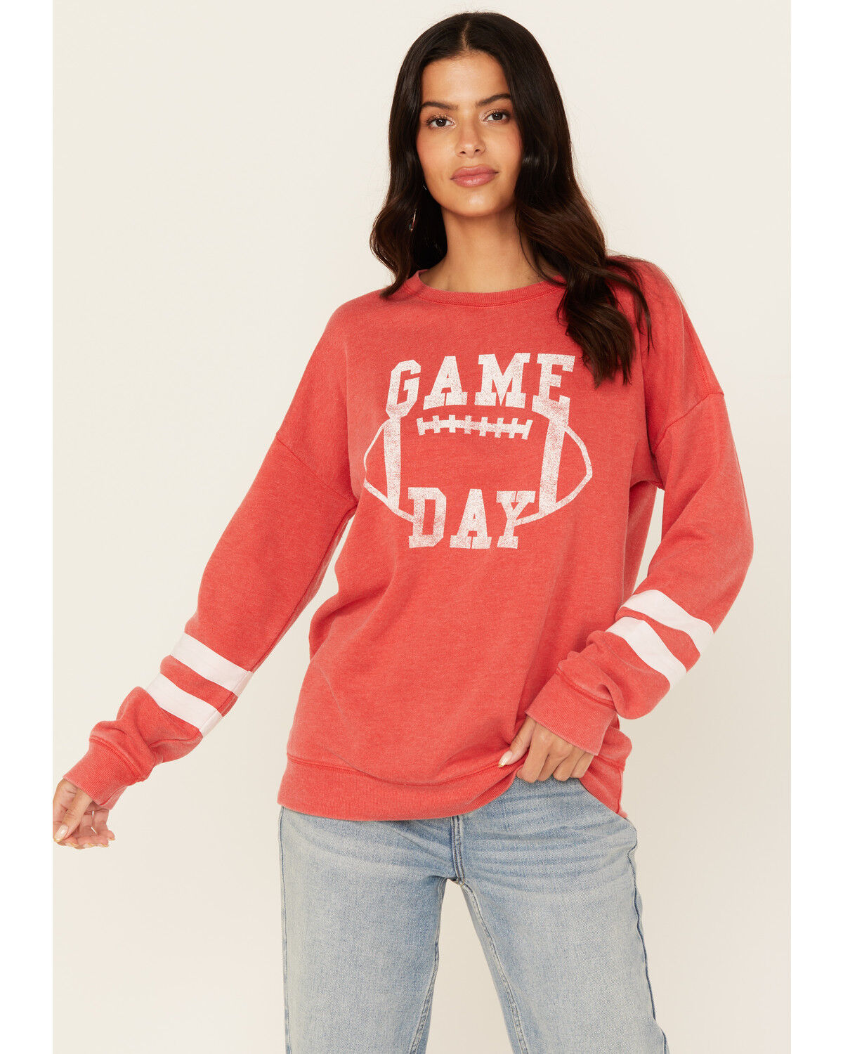 Image #1 - Blended Women's Game Day Graphic Sweatshirt, Red, hi-res
