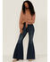 Image #2 - Lush Women's Tie Front Textured Dot Long Sleeve Blouse, Camel, hi-res