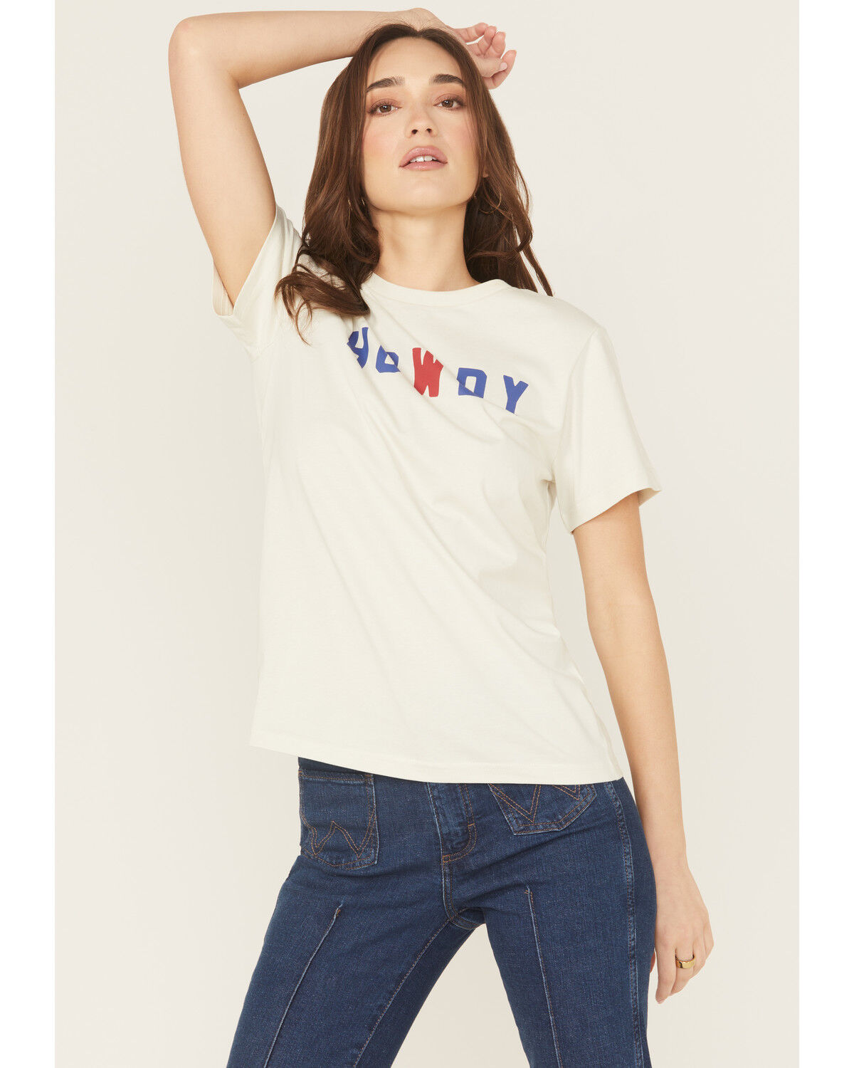 Image #1 - Wrangler Women's Modern Howdy Short Sleeve Graphic Tee, White, hi-res