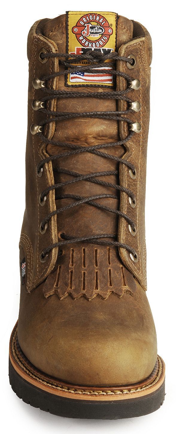 justin steel toe lace up boots