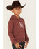 Image #2 - Wrangler Boys' Long Live Cowboys Hooded Sweatshirt, Burgundy, hi-res