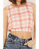 Image #3 - By Together Women's Gingham Print Cropped Sleeveless Top, Pink, hi-res