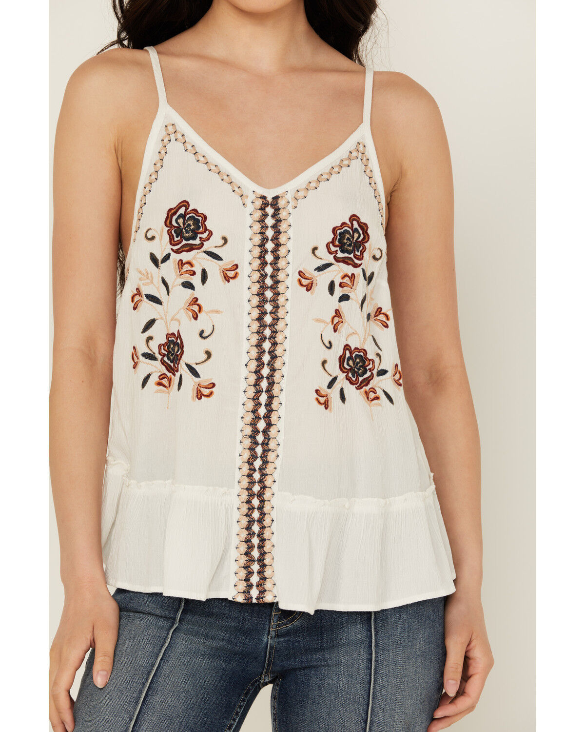 Image #3 - Shyanne Women's Floral Embroidered Cami Tank Top, Off White, hi-res