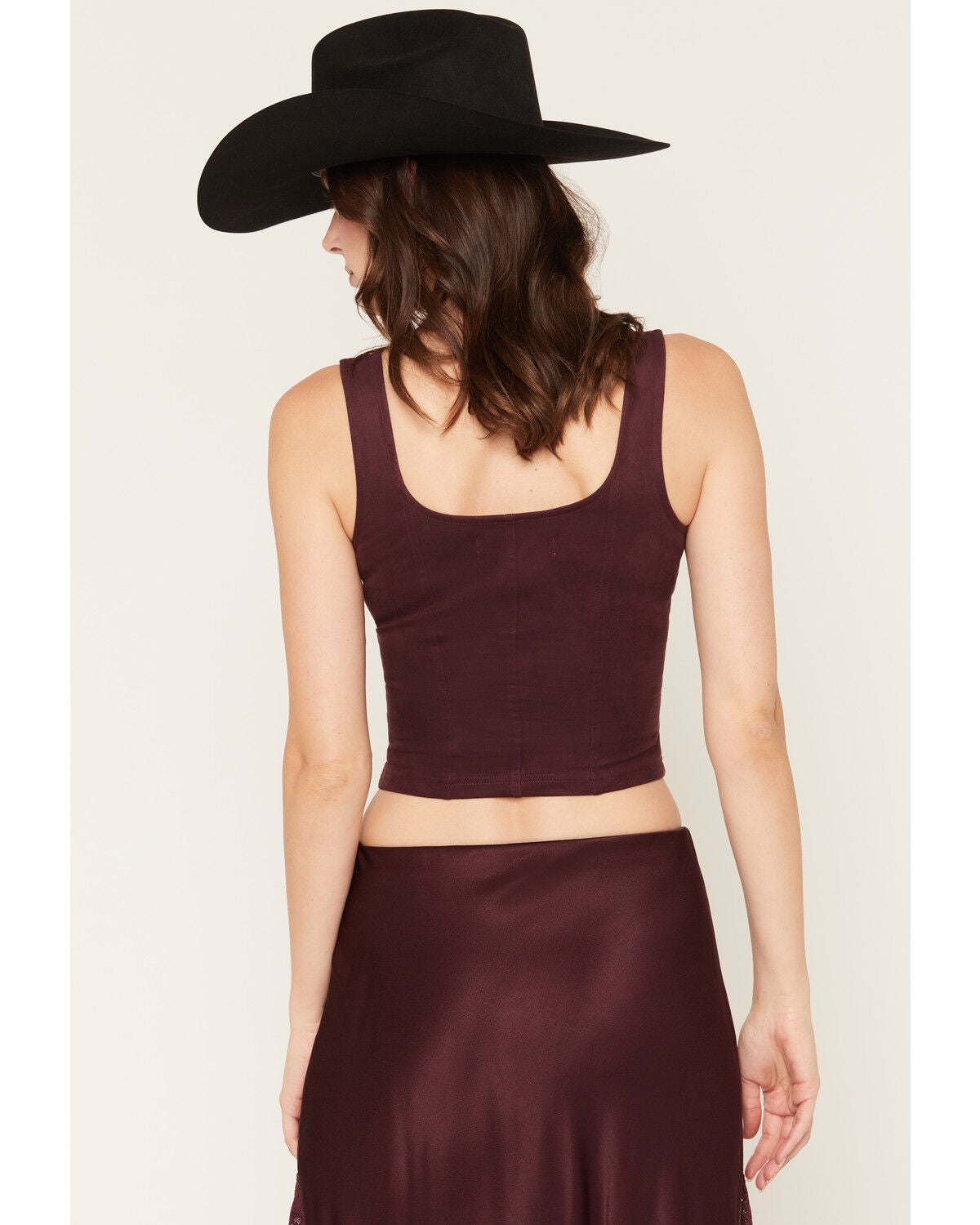 Image #4 - Idyllwind Women's Faux Suede Sleeveless Lace-Up Top, Wine, hi-res
