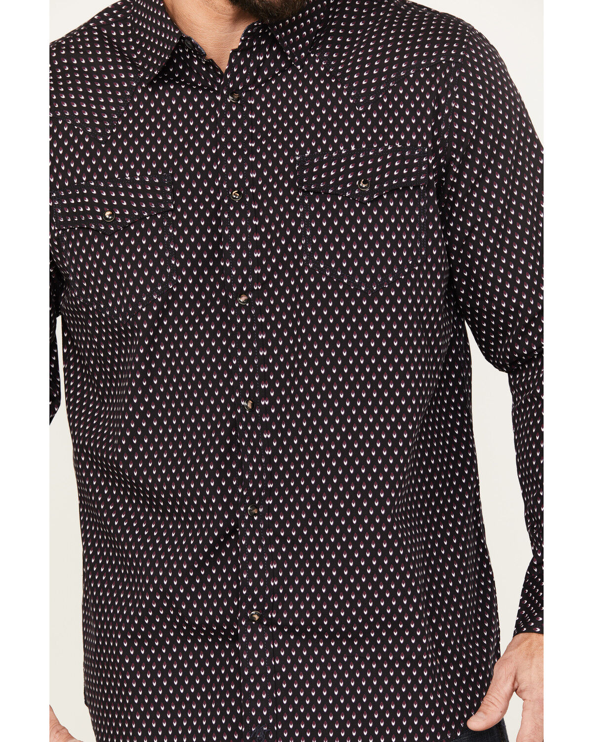 Image #3 - Moonshine Spirit Men's Cat Geo Print Long Sleeve Western Snap Shirt, Black, hi-res