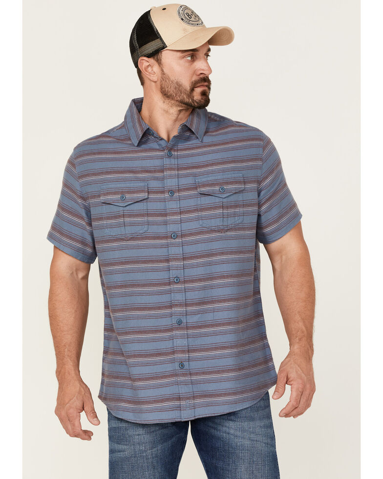 Brothers & Sons Men's Indigo Stripe Short Sleeve Button-Down Western Shirt , Indigo, hi-res