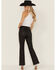 Image #3 - Daze Women's Mid Rise Coated Flare Stretch Pants, Black, hi-res