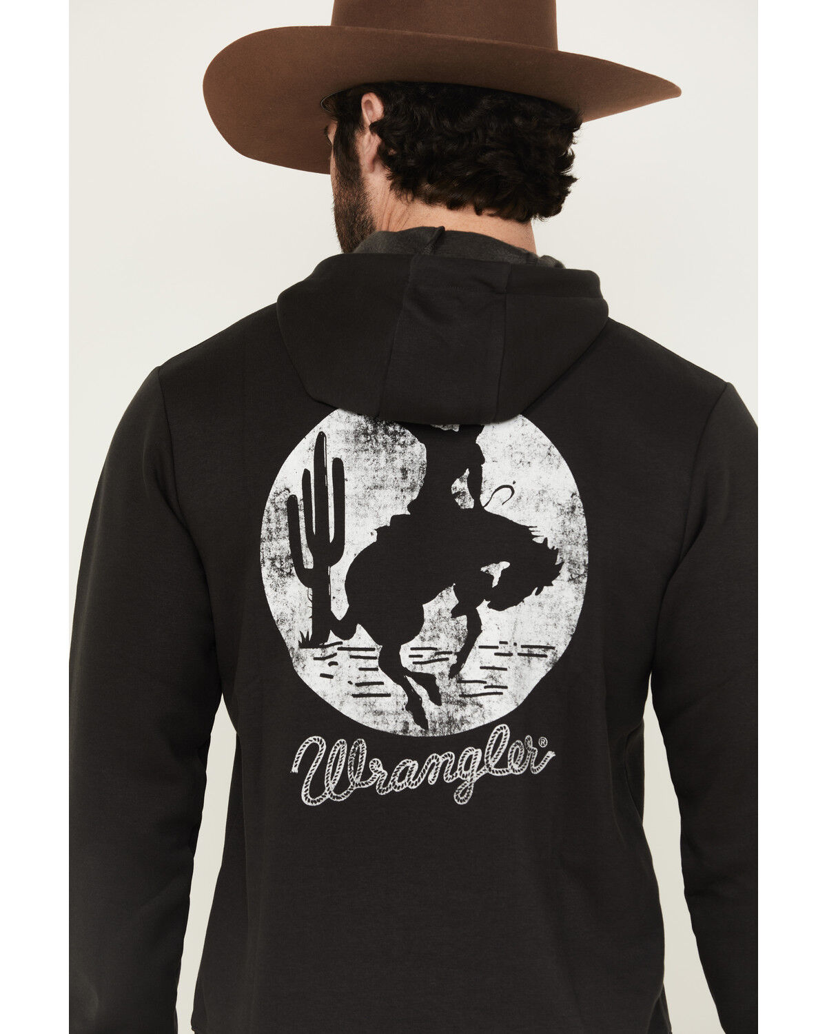Image #4 - Wrangler Men's Boot Barn Exclusive Bucking Bronco Hooded Sweatshirt, Black, hi-res