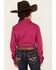Image #4 - Shyanne Girls' Rhinestone Long Sleeve Western Button-Down Shirt, Fuscia, hi-res