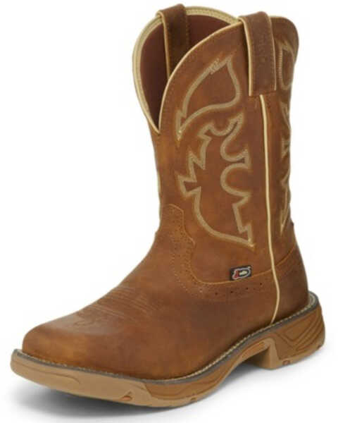 Image #1 - Justin Men's Stampede Rush Western Work Boots - Soft Toe, Brown, hi-res