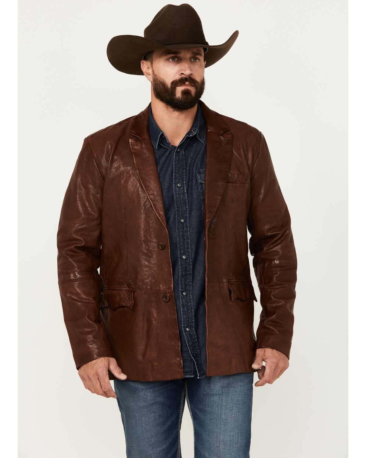 Image #1 - Moonshine Spirit Men's Leather Blazer, Cognac, hi-res